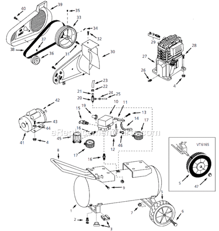 Page A Diagram and Parts List for VT616504 1999 Campbell Hausfeld Compressor